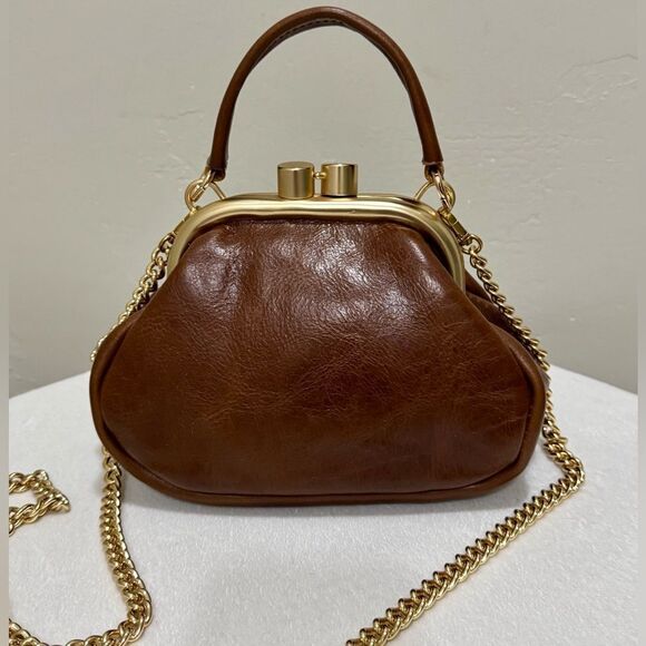 Unique Distressed Cowhide Handmade Kiss-lock Wristlet/Shoulder Bag/Crossbody - Picture 1 of 14